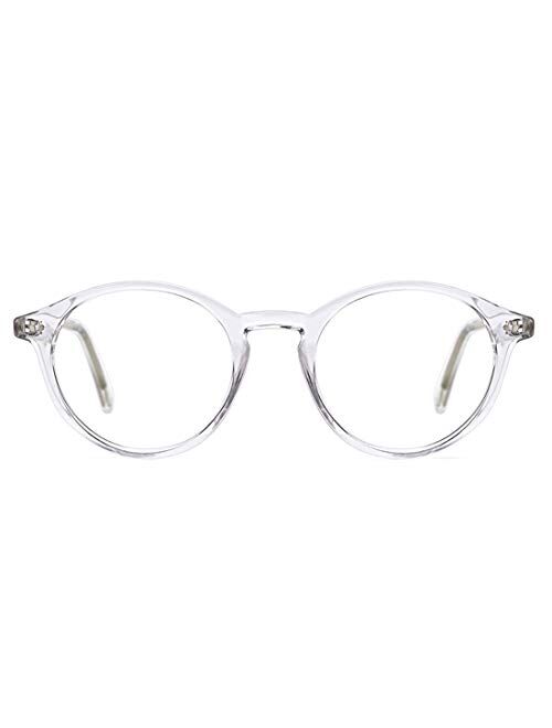 TIJN Blue Light Blocking Glasses Vintage Thick Round Rim Frame Eyeglasses