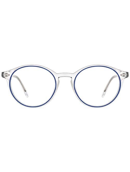 TIJN Blue Light Blocking Glasses Vintage Thick Round Rim Frame Eyeglasses