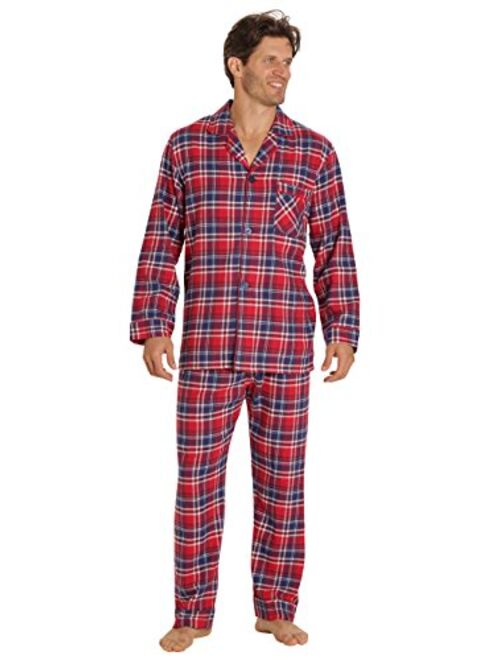 EVERDREAM Sleepwear Mens Flannel Pajamas, Long 100% Cotton Pj Set