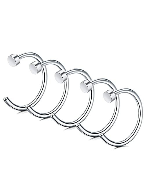 FIBO STEEL 18G-22G 5PCS Stainless Steel Body Jewelry Piercing Nose Ring Hoop for Women