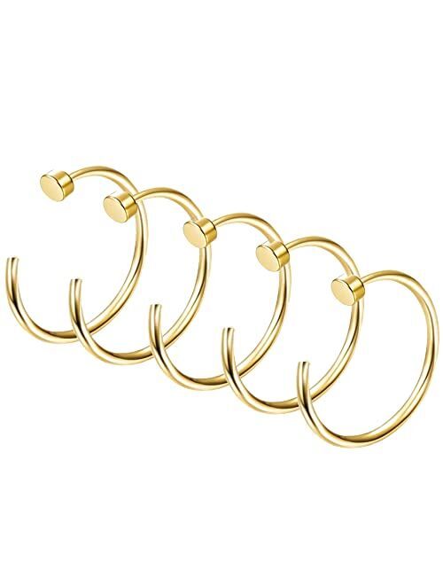 FIBO STEEL 18G-22G 5PCS Stainless Steel Body Jewelry Piercing Nose Ring Hoop for Women