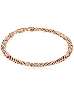 Plated Sterling Silver Mesh Chain Bracelet