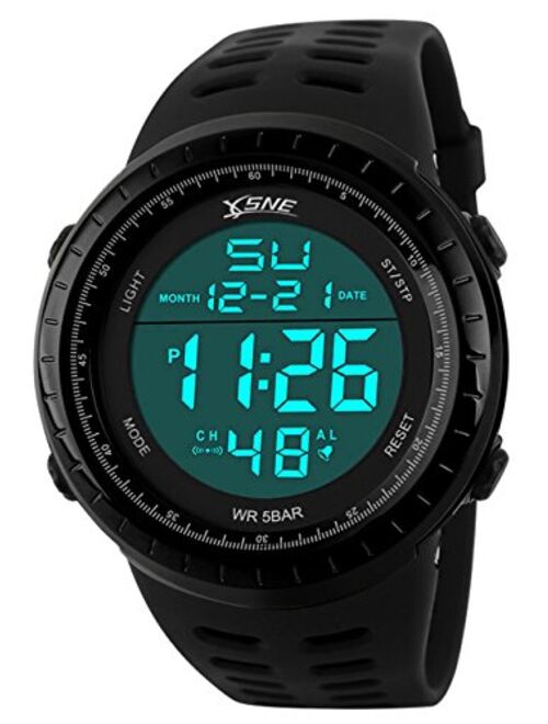 Digital Sports Watch Water Resistant Outdoor Easy Read Military Back Light Black Big Face Men's 1167