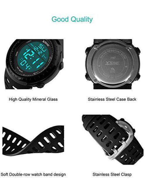 Digital Sports Watch Water Resistant Outdoor Easy Read Military Back Light Black Big Face Men's 1167