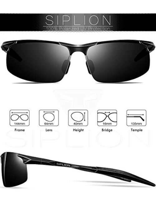 SIPLION Men's Driving Polarized Sport Sunglasses Al-Mg Metal Frame Ultra Light