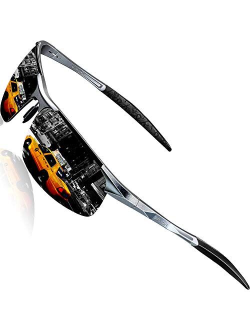 SIPLION Men's Driving Polarized Sport Sunglasses Al-Mg Metal Frame Ultra Light