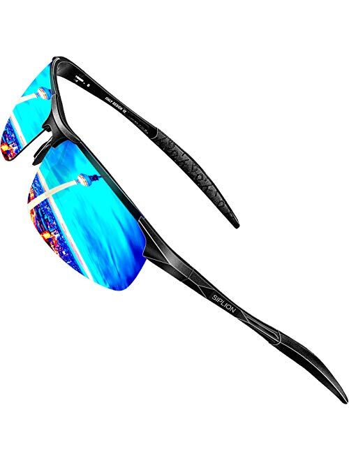 SIPLION Men's Driving Polarized Sport Sunglasses Al-Mg Metal Frame Ultra Light