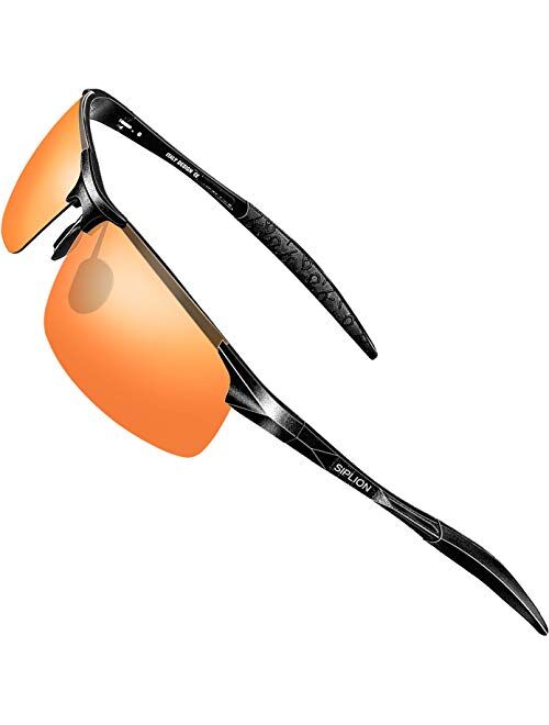 SIPLION Men's Driving Polarized Sport Sunglasses Al-Mg Metal Frame Ultra Light