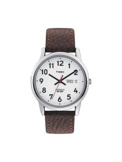 Men's Timex Easy Reader Watch with Leather Strap - Silver/Brown T20041JT