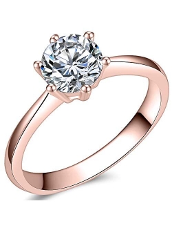 Size 3-13 1.0 Carat Classical Stainless Steel Solitaire Wedding Engagement Proposal Statement Ring