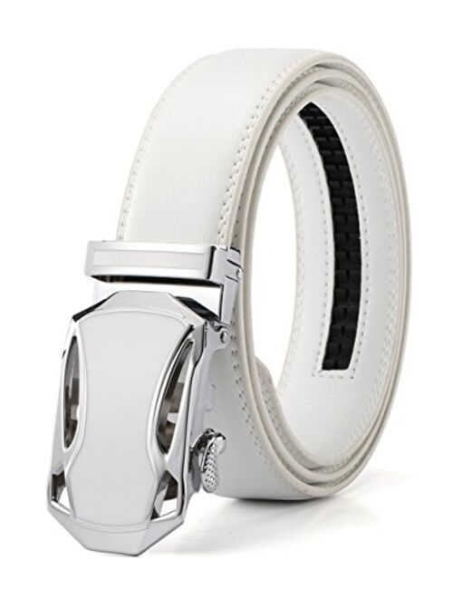 X XHtang Men's Ratchet Belt with Genuine Leather, Slide Belt for men 1 3/8 inches Wide