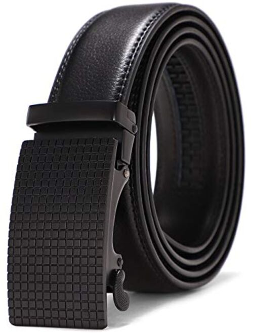 X XHtang Men's Ratchet Belt with Genuine Leather, Slide Belt for men 1 3/8 inches Wide