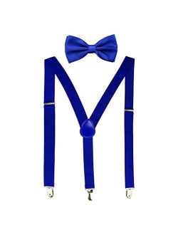 HABIBEE Solid Color Mens Suspender Y Shape with Strong Clips Adjustable Braces