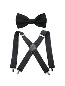 HABIBEE Solid Color Mens Suspender Y Shape with Strong Clips Adjustable Braces