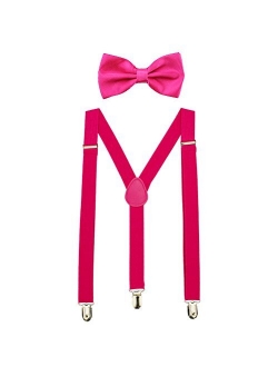 HABIBEE Solid Color Mens Suspender Y Shape with Strong Clips Adjustable Braces