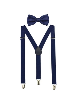 HABIBEE Solid Color Mens Suspender Y Shape with Strong Clips Adjustable Braces