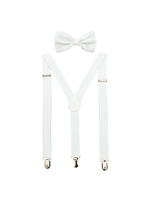 HABIBEE Solid Color Mens Suspender Y Shape with Strong Clips Adjustable Braces