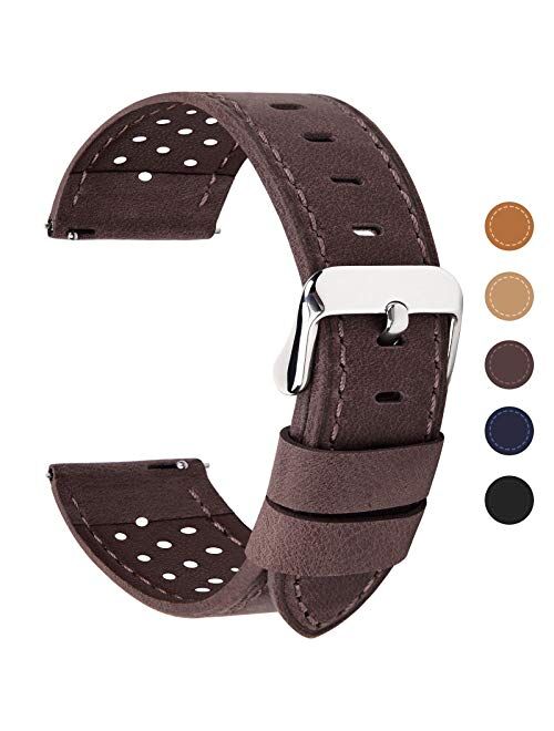 Fullmosa 5 Colors for Watch Band, Quick Release Breeze Leather Watch Strap 18mm 20mm 22mm 24mm