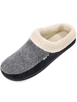 Men's Slippers With Arch Support Fuzzy House Shoes Memory Foam Slip On Clog Plush Wool Fleece Indoor Outdoor