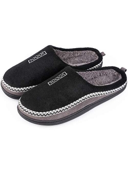 Men's Cozy Fuzzy Wool Fleece Memory Foam Slippers Slip On Clog House Shoes Indoor/Outdoor