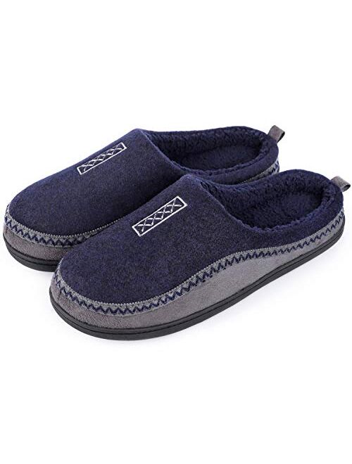 Men's Cozy Fuzzy Wool Fleece Memory Foam Slippers Slip On Clog House Shoes Indoor/Outdoor