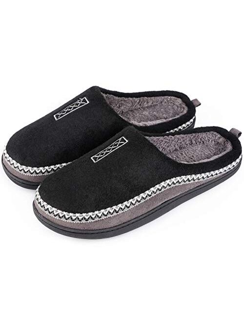 Men's Cozy Fuzzy Wool Fleece Memory Foam Slippers Slip On Clog House Shoes Indoor/Outdoor