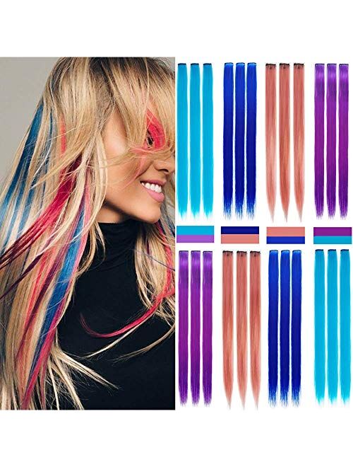 Hair Tinsel Extensions 17 Colors Fairy Hair Tinsel Kit Sparkling Shiny Hair Extensions 3200 Strands Colored Party Highlights Glitter Extensions Multi-Colors Hair Bling