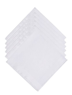 Zenssia Men's White Pure Cotton Handkerchiefs with Hem, Bulk Set Hankies