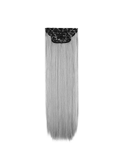 REECHO Hair Extensions Clip in Straight Curly Wavy 4 PCS Set Thick Hairpiece