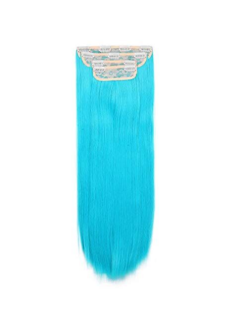 REECHO Hair Extensions Clip in Straight Curly Wavy 4 PCS Set Thick Hairpiece