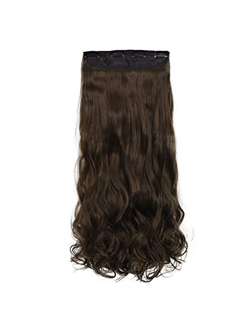 REECHO Hair Extensions Clip in Straight Curly Wavy 4 PCS Set Thick Hairpiece