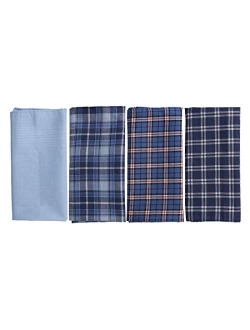 Y&G Men's Fashion Handmade Fabric 4 Pack Cotton Handkerchiefs Set Pretty Designer