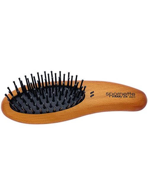 Spornette Carry On Wooden Handle Oval Cushion Mini Hair Travel Brush #30-C