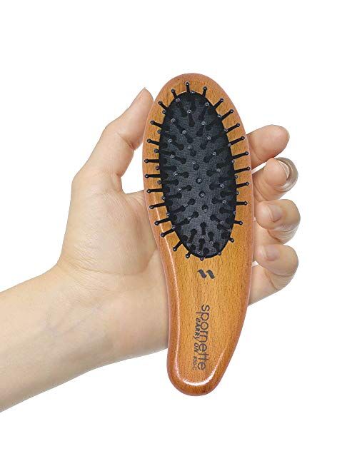 Spornette Carry On Wooden Handle Oval Cushion Mini Hair Travel Brush #30-C