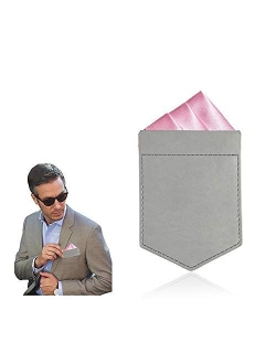 ONLVAN Pocket Square Holder Leather Pocket Square Holder for Men's Suit Handkerchief