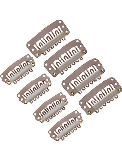 100 Pieces Snap Clips U-shape Metal Clips Stainless Steel Wig Clips 6 Teeth Combs Clips with Soft Rubber for Hair Extensions DIY, 3.2 cm, 2.8 cm