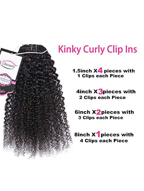 Urbeauty Afro Kinky Curly Clip in Human Hair Extensions for Black Women