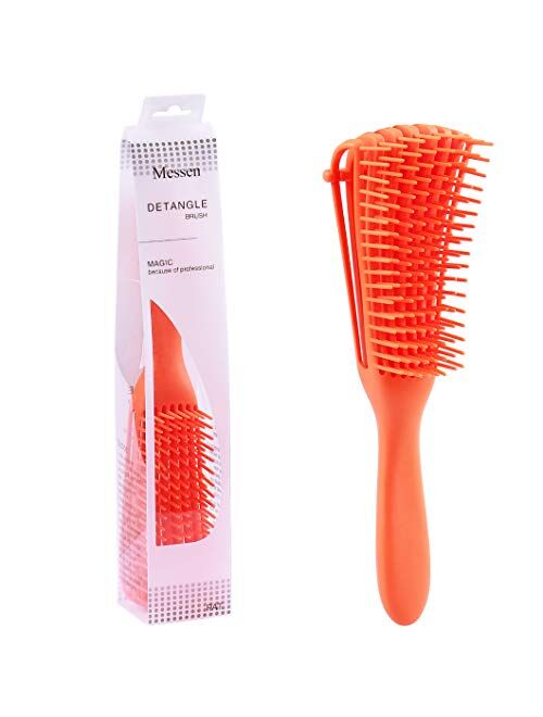 Messen Detangling Brush for Natural Black Hair Detangler for Afro America Textured 3a to 4c Kinky Curly Wavy Eliminate Knots While Exfoliating Your Scalp and Stimulate Bl