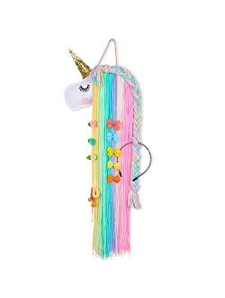 Beinou Unicorn Hair Clips Holder Rainbow Hot Pink Yarn Tassels Hair Bows Storage Shy Unicorn Face Headband Organizer Unicorn Theme Party Decorations