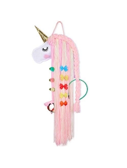 Beinou Unicorn Hair Clips Holder Rainbow Hot Pink Yarn Tassels Hair Bows Storage Shy Unicorn Face Headband Organizer Unicorn Theme Party Decorations