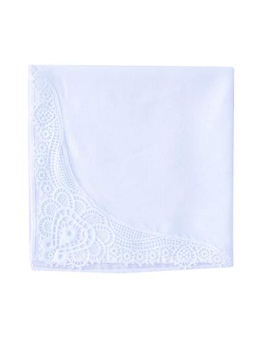 6 Pack of Ladies Embroidery Cotton Handkerchiefs Lace Border White Hankies