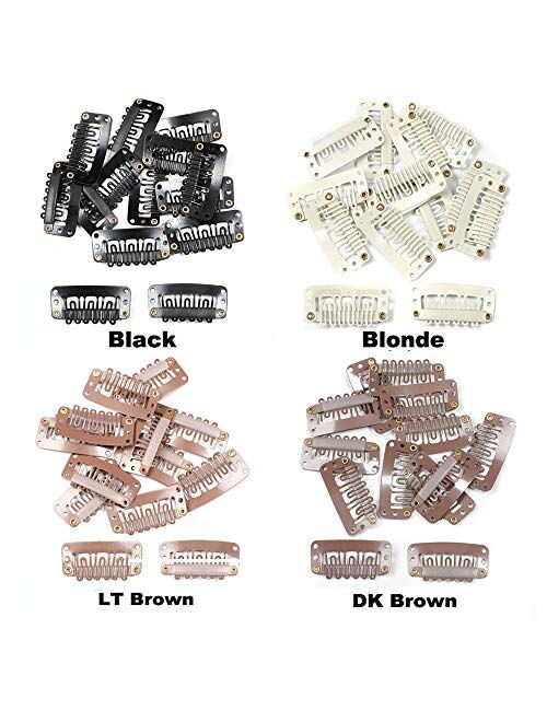 50Pcs Wig Clips 32mm Snap Clips For Hair Extension I Shape Hair Clips Tools 6 Teeth Black Color Hair Extension Clips