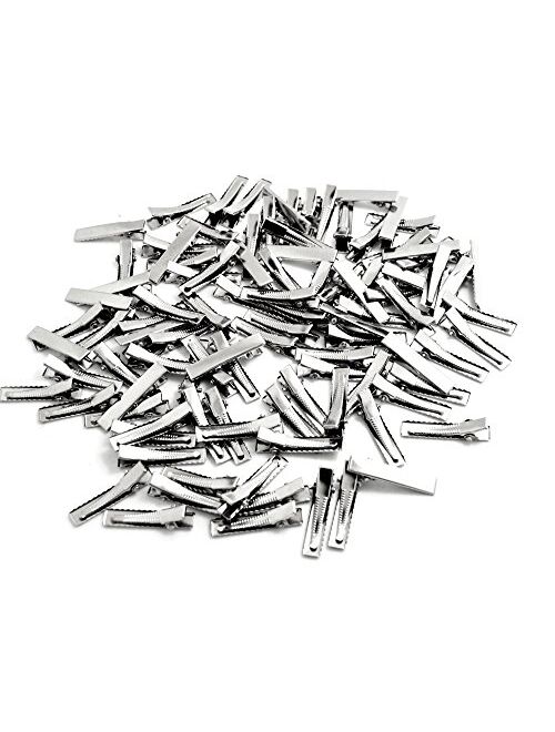 BronaGrand 100 PCS Silver Alligator Hair Clip Flat Top with Teeth for Arts & Crafts Projects, Dry Hanging Clothing, Office Paper Document Organization,Hair Care(1.26 Inch