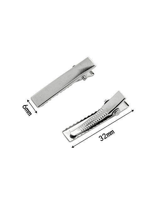 BronaGrand 100 PCS Silver Alligator Hair Clip Flat Top with Teeth for Arts & Crafts Projects, Dry Hanging Clothing, Office Paper Document Organization,Hair Care(1.26 Inch