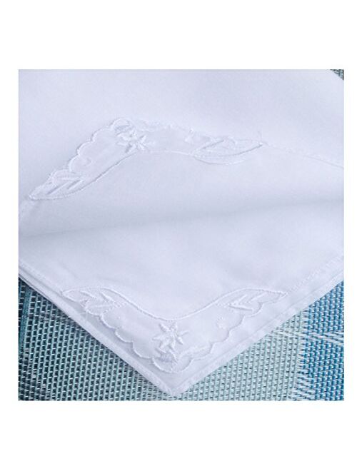 Cotton White Embroidery Womens Handkerchiefs Lace Pack