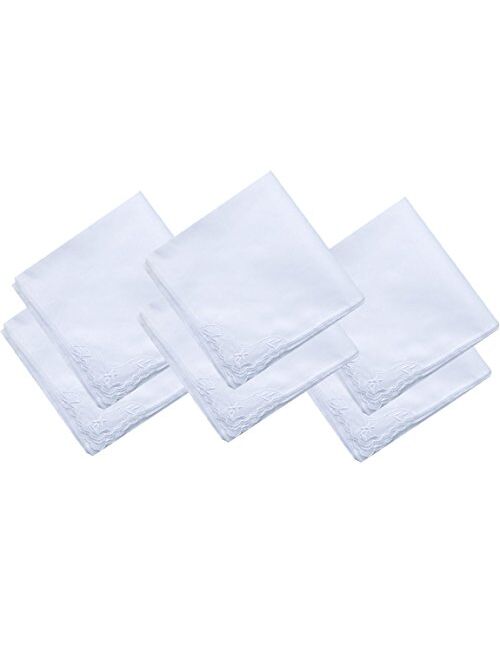 Cotton White Embroidery Womens Handkerchiefs Lace Pack