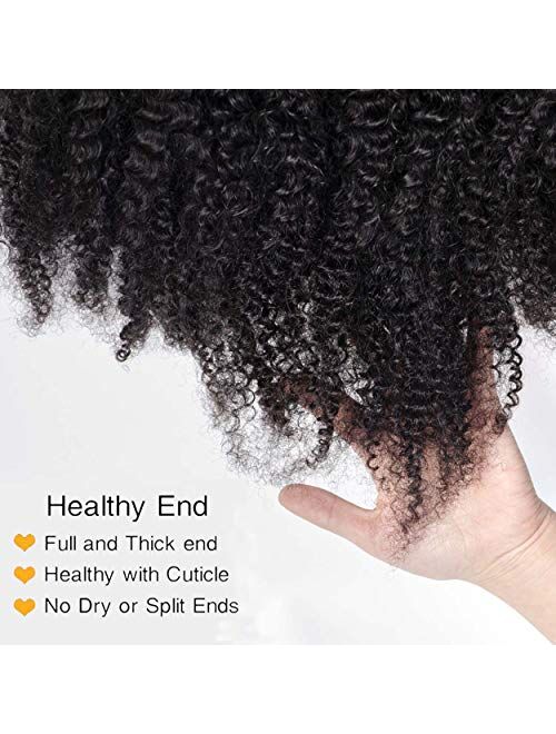 VTAOZI Brazilian 100% Unprocessed Virgin Human Hair Curly Bundles with Closure/Frontal&Curly Clip in Hair Extensions/Drawstring Ponytail Extension