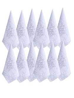 Ladies/Womes White Embroidery Cotton Handkerchiefs Wedding Hankies