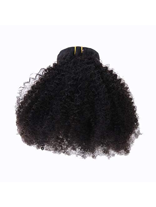 Caliee Kinky Curly Human Clip Natural Black Hair Extension