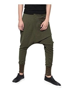 ellazhu Men Casual Elastic Waist Harem Pants Joggers Trousers GYM109